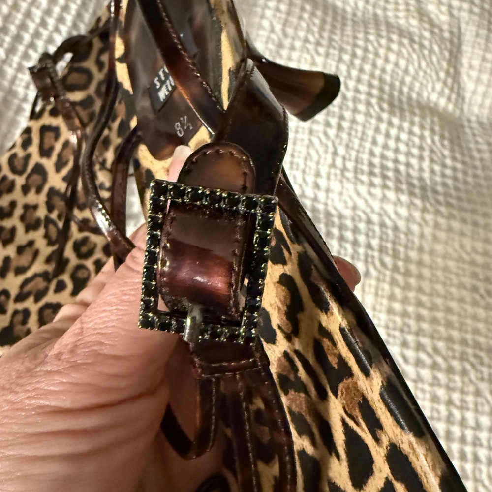 ✨️STUART WEITZMAN✨️ Lepard Print 2 Inch Heel Sandal Slide Wm's Sz 8 1/2 New - Picture 3 of 9